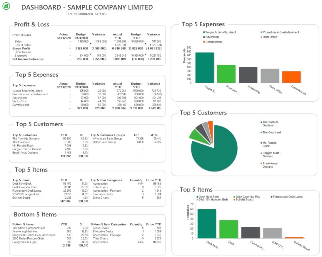 Fig 1: Example of a Sage Intelligence dashboard report. 