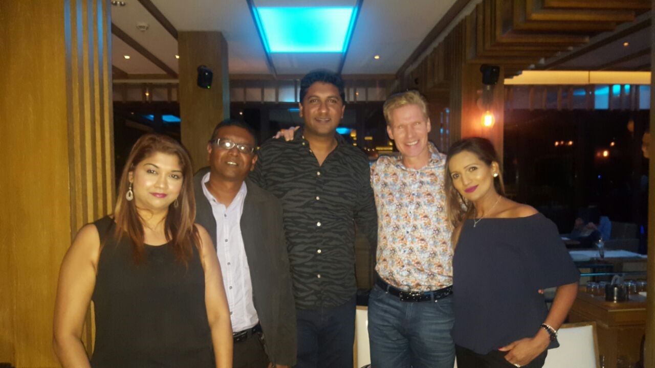 Dinner at PierChic—from left, Daphne, Nishan, me, Stephen Kelly and Gracy